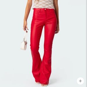Edikted Red Leather Pants